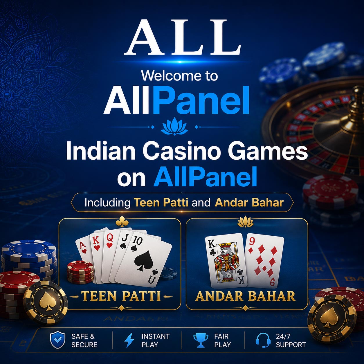Indian casino games on AllPanel including Teen Patti and Andar Bahar